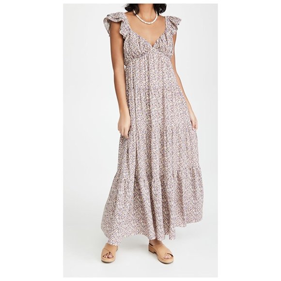 English Factory | Floral Ruffle Sleeve Maxi Dress | Color Ivory Multi | Size M - Picture 1 of 9